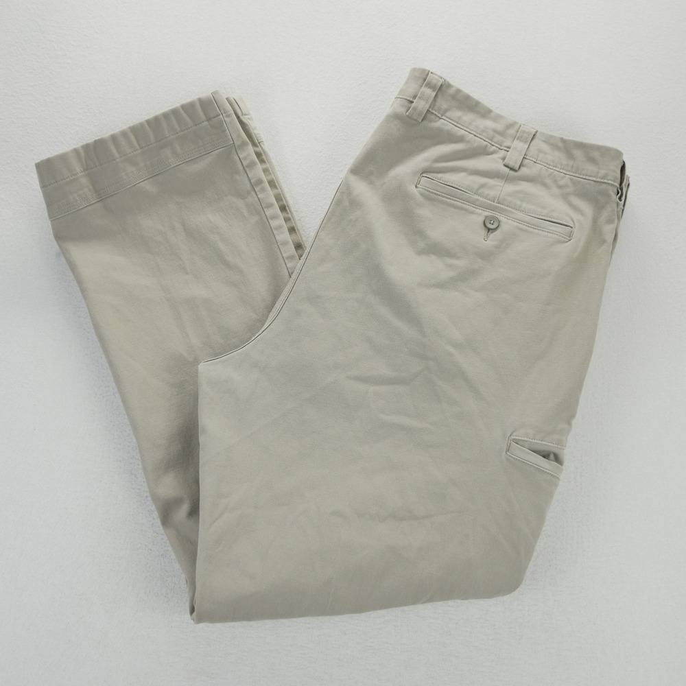 Duluth Trading Co Flex Ballroom Khakis Mens 42x32 Tan Standard Fit Work Pants